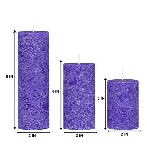 PROSPERRO LUMO Paraffin Wax By Parkash Candle Set of 3 Fragrance Pillar Candles Marble Finish (Lavender Fragrance) - Image 4