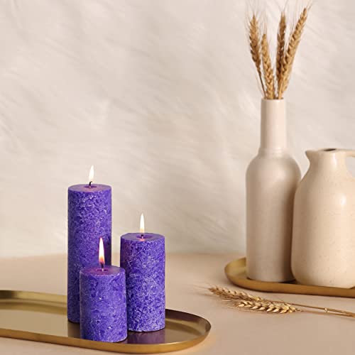 PROSPERRO LUMO Paraffin Wax By Parkash Candle Set of 3 Fragrance Pillar Candles Marble Finish (Lavender Fragrance) - Image 1
