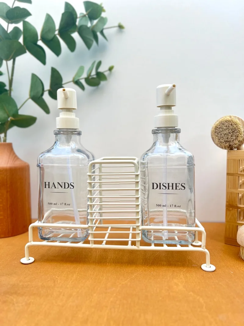 موتوجو Set of 2 Glass Soap Dish with Stand