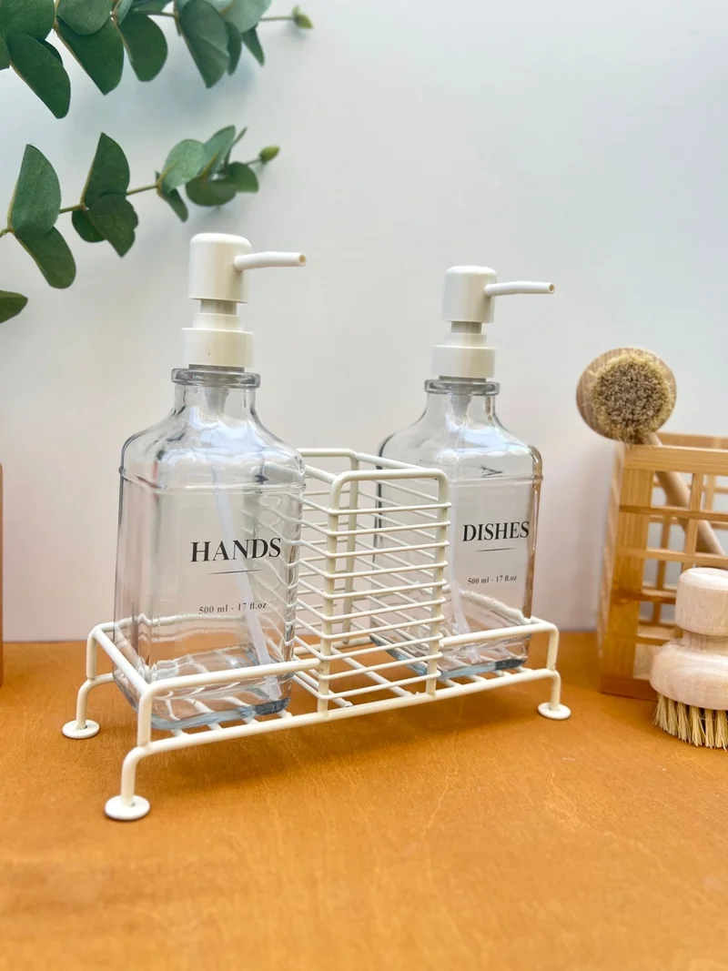 موتوجو Set of 2 Glass Soap Dish with Stand