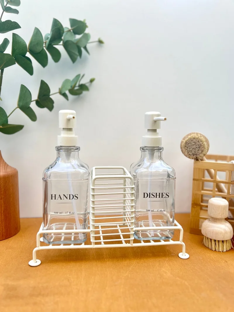 موتوجو Set of 2 Glass Soap Dish with Stand