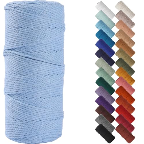 NOANTA Baby Blue Macrame Cord 2mm x 220yards, Colored Cotton Rope, Craft Yarn for Wall Hanging, Plant Hangers, Crafts, Knitting - Image 1