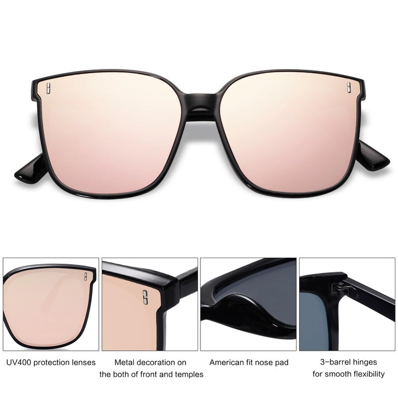 SOJOS Sunglasses for Women Men Vintage Style Shades SJ2157,Black/Pink - Image 4