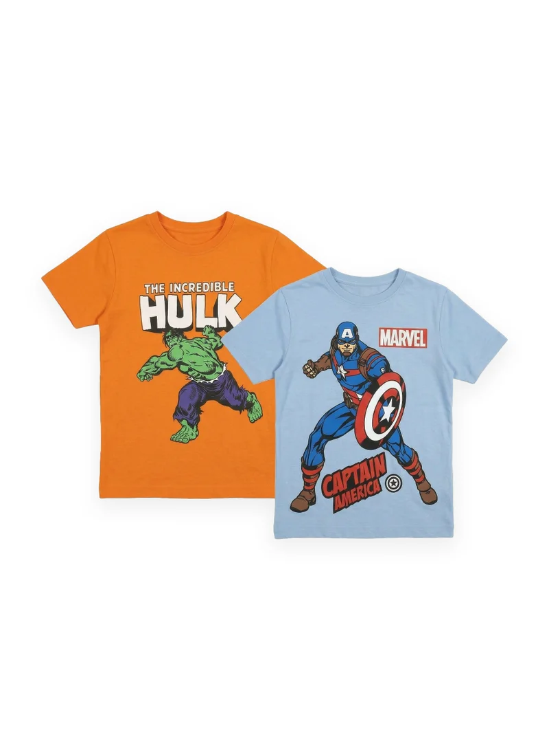 مارفل Marvel Hulk & Captain America Toddler Boys Graphic T-Shirt (Pack of 2)