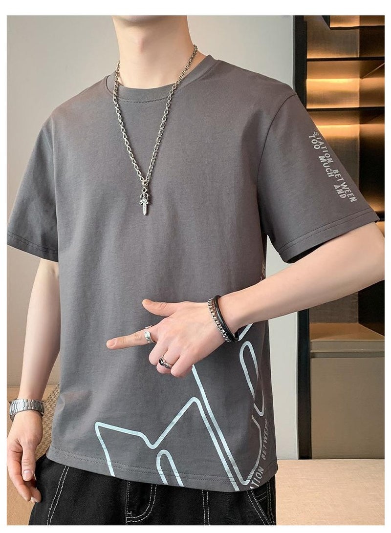 Large Size Fashionable Men's Printed Casual Round Neck T-shirt  - Image 2