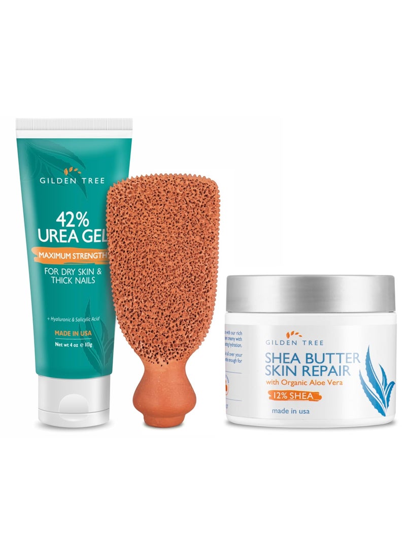 Gilden Tree - Max Strength 42 Urea Gel  Foot Scrubber  Shea Butter Cream Bundle - Image 1