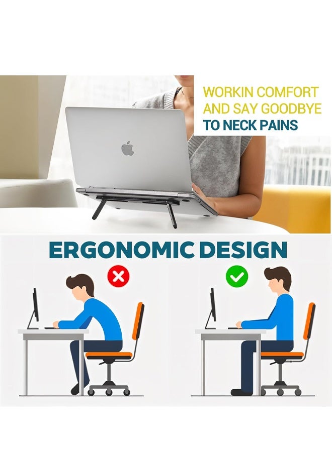 White Adjustable Foldable Ergonomic Laptop Cooling Stand Anti Slip Holder For 10-17 Inch Laptops Tablets - Image 4