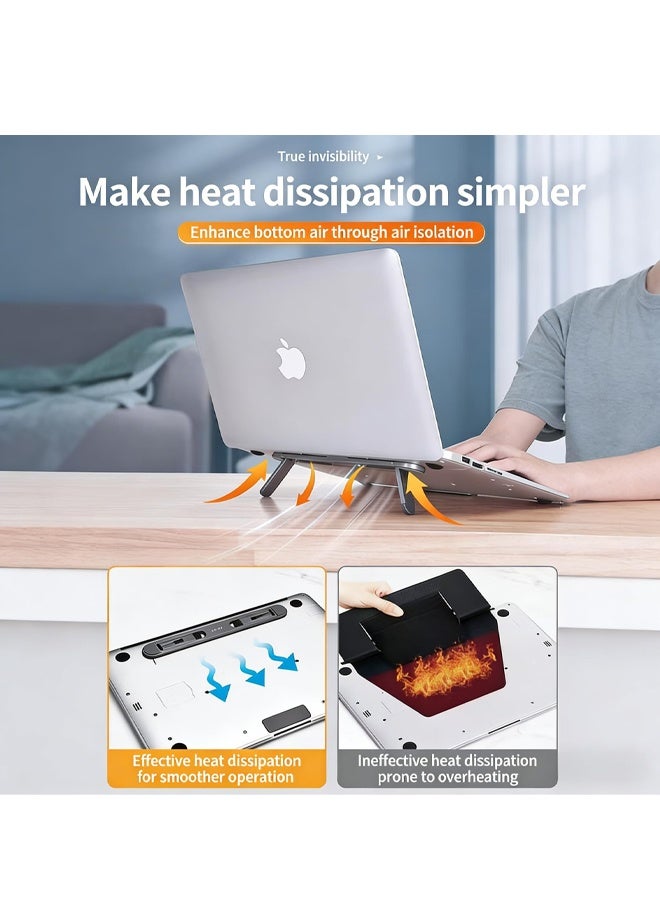 White Adjustable Foldable Ergonomic Laptop Cooling Stand Anti Slip Holder For 10-17 Inch Laptops Tablets - Image 2