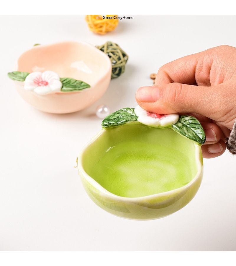 Ceramic Facial Mask Bowl Grass Green Mixing Plate Kitchen Seasoning Dish - Image 5