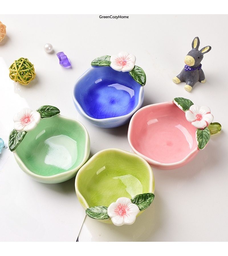 Ceramic Facial Mask Bowl Grass Green Mixing Plate Kitchen Seasoning Dish - Image 2