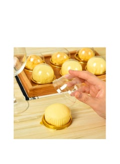 SYOSI 50 Packs of Mini Cake Box, Clear Plastic Cookies Muffins Dome Box Mooncake Box with with Clear Dome for Wedding Birthday Party Small Cupcakes, Desserts and Candy Display(Gold)  - Image 2