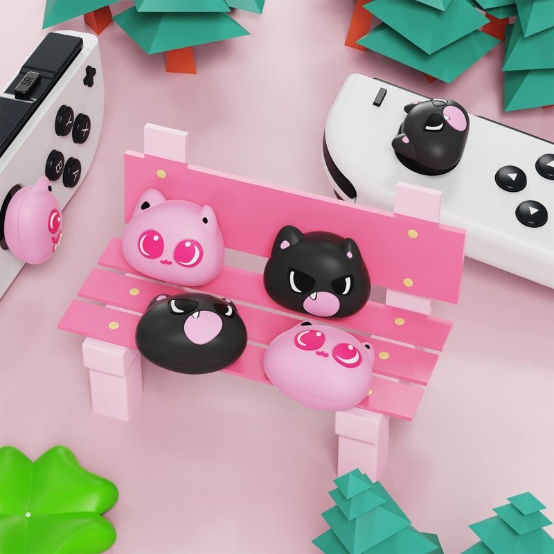 PlayVital Thumbs Cushion Caps Thumb Grip Caps for Nintendo Switch, Joystick Cover for Nintendo Switch Lite, Thumbstick Grips for OLED Joycon - PP & VV the Kitten - Image 4