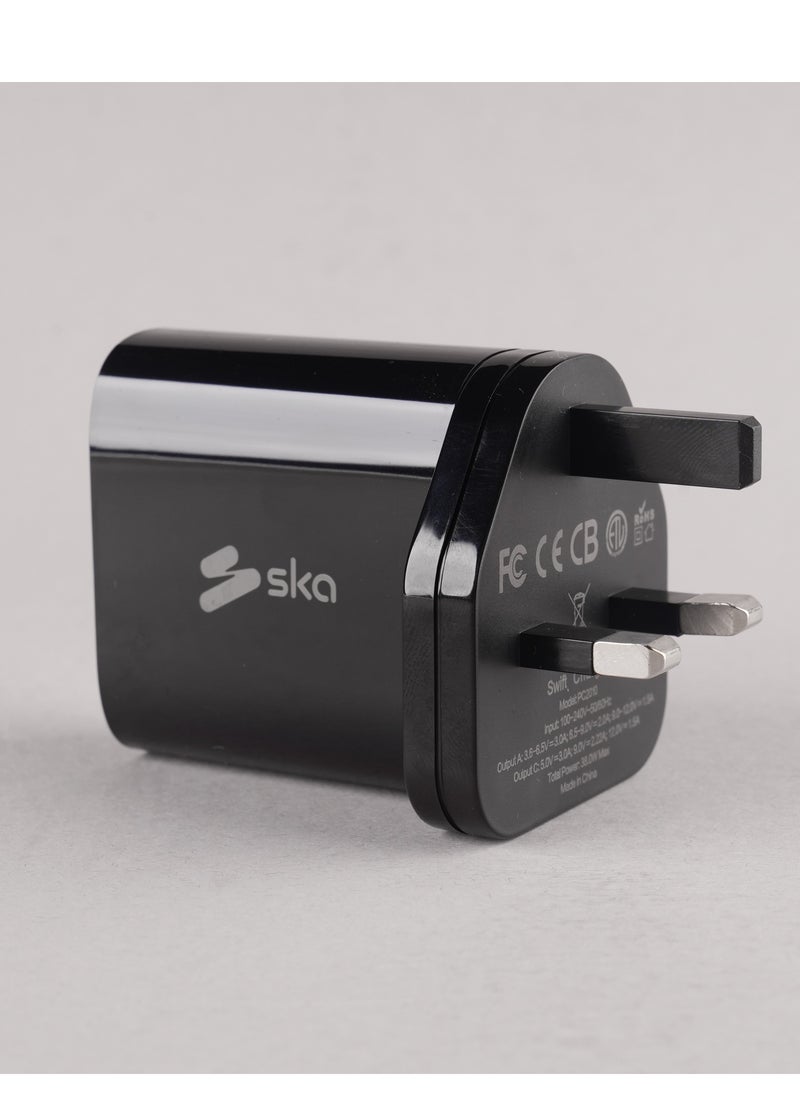 SKA 38W Fast Charger | USB-C 20W Power Delivery & USB-A 18W Quick Charge | High-Safety Design | Compact & Safe Fireproof PC Material | Travel Friendly  - Image 1