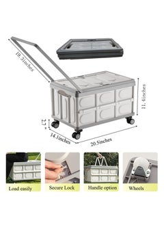 Outdoor Storage Box Grocery Cart On Wheels Plastic Durable Mobile Storage Bin with Lid 65L Big Capacity Collapsible Crate Hauling Utility Cart Rolling Cart for Camping Shopping - pzsku/Z00B80C868266D4269E4CZ/45/_/1731290720/76bc005e-3376-4344-b950-05f316bf52bf