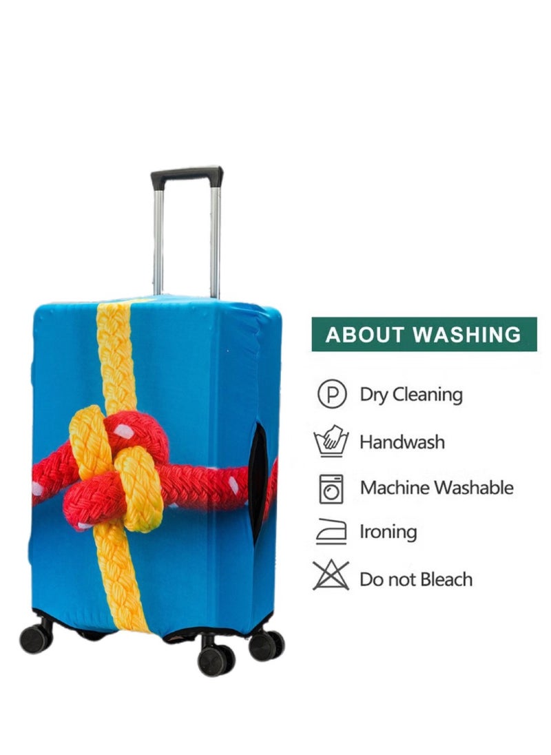 TNGames Thickened & High-Elasticity Luggage Cover (Fits 18-29 Inch Suitcases)blue decorative lines + Free Macaron Apple Green PVC Luggage Tag | Dustproof & Scratch-Resistant | Quick Airport Identification  - Image 5