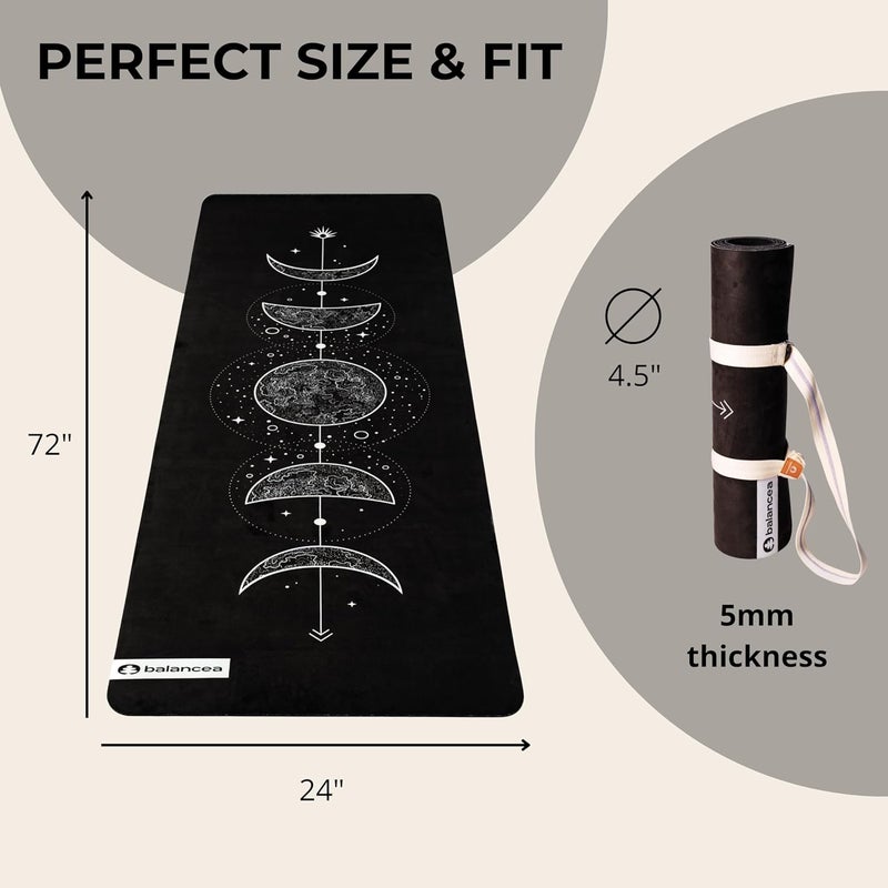 Balancea Yoga Mat with Strap - 5mm Non-Slip Suede & TPE - Eco-Friendly Black Fitness Mat for Home Gym, Pilates, Hot Yoga, and Meditation - 72 x 24 inches - Image 4