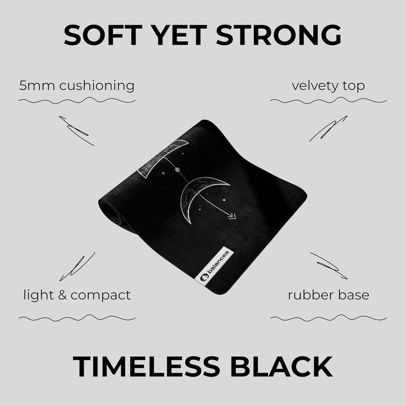 Balancea Yoga Mat with Strap - 5mm Non-Slip Suede & TPE - Eco-Friendly Black Fitness Mat for Home Gym, Pilates, Hot Yoga, and Meditation - 72 x 24 inches - Image 2
