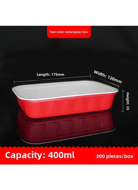 Disposable Packing Box Take-out Soup-free Plastic Lunch Box Thickened Lunch Box Microwave Heating Dumplings With Lid-Specifications:400ml Rectangular Box-cabbage, Mustard
