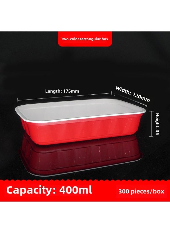 Generic - Disposable Packing Box Take-out Soup-free Plastic Lunch Box Thickened Lunch Box Microwave Heating Dumplings With Lid-Specifications:400ml Rectangular Box-cabbage, Mustard - Image 1