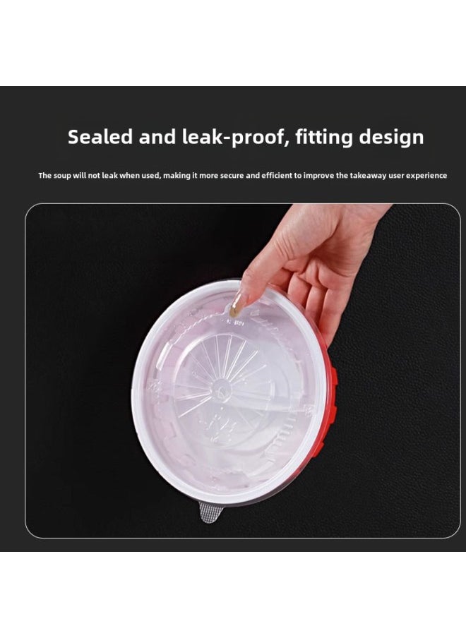 Generic - Disposable Packing Box Take-out Soup-free Plastic Lunch Box Thickened Lunch Box Microwave Heating Dumplings With Lid-Specifications:400ml Rectangular Box-cabbage, Mustard - Image 1