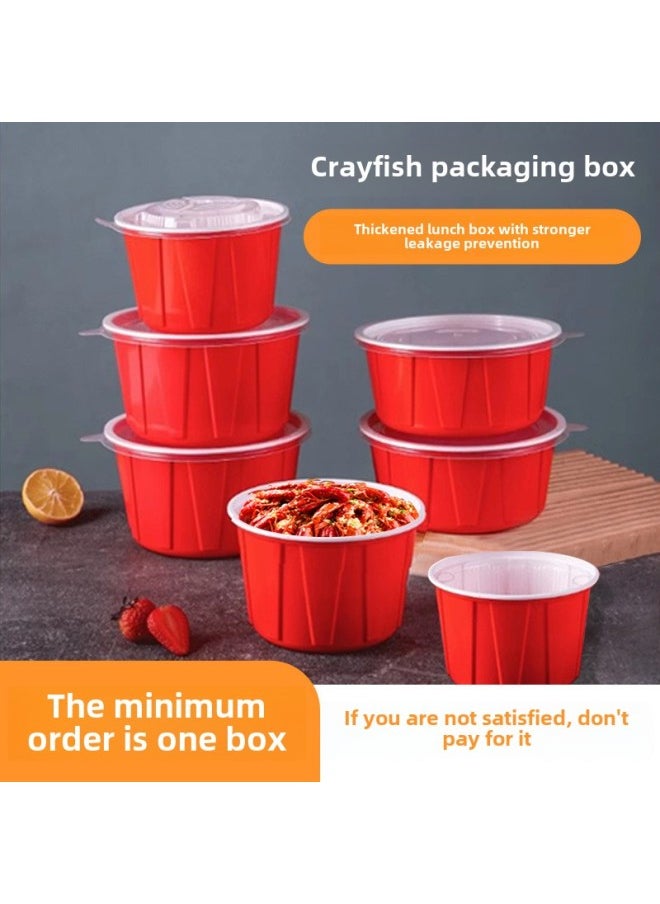 Generic - Disposable Packing Box Take-out Soup-free Plastic Lunch Box Thickened Lunch Box Microwave Heating Dumplings With Lid-Specifications:400ml Rectangular Box-cabbage, Mustard - Image 1