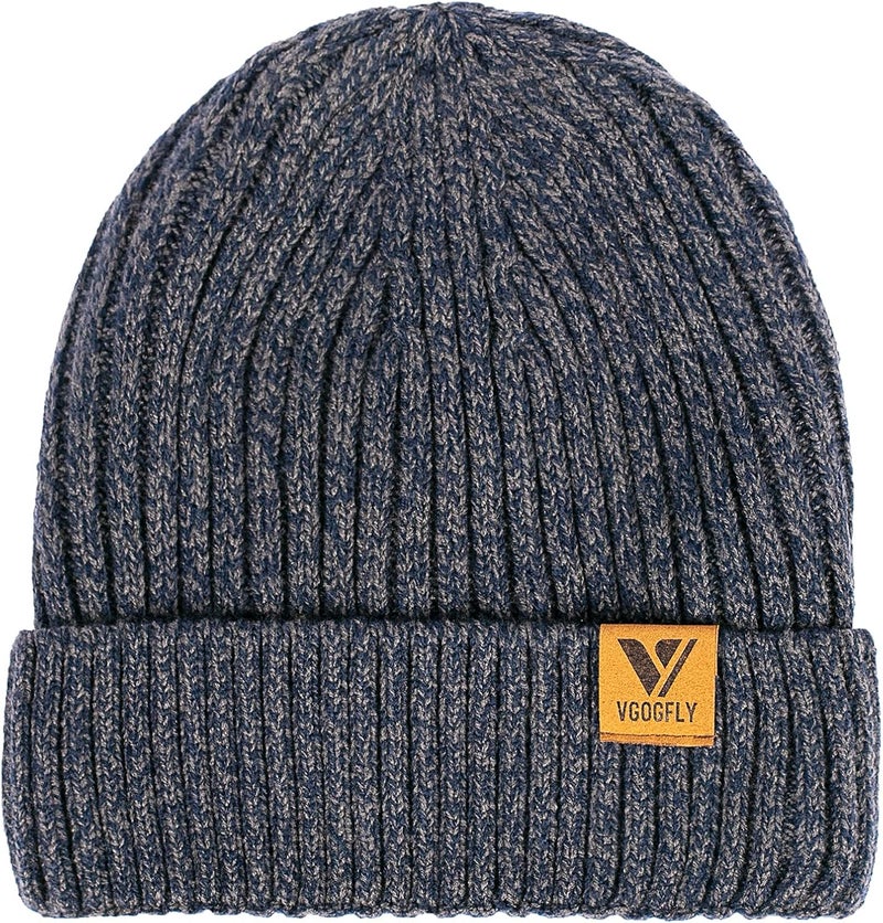 Vgogfly Lined Men Beanie Slouchy Knit Skull Cap Warm Stocking Hats Guys Women Striped Winter Beanie Hat - Image 1