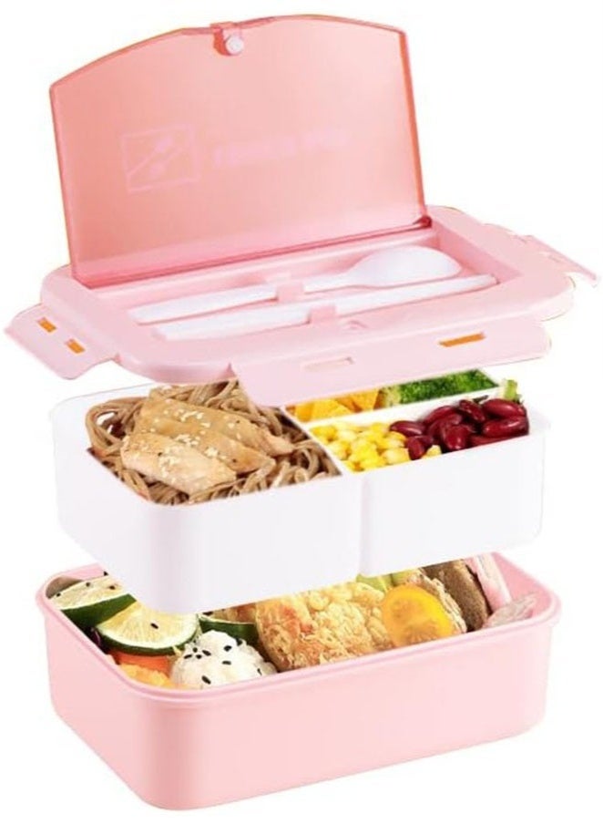 Arabest Microwaveable Lunch Box for Primary and Secondary School Students and Office Workers Special Compartment Sealing Freshness, 500 ML Bento Lunch Box with Spoon and Fork  - Image 1