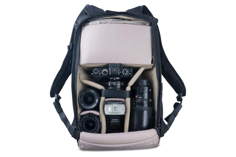 VANGUARD Camera Backpack |VEO GO 46M BK I 1-2 DSLR/Mirrorless Cameras with Medium Lens Attached, 2-3 Lenses, Flash and Accessories I Upto 15 inch Laptop I Rain Cover Included, Black - Image 4