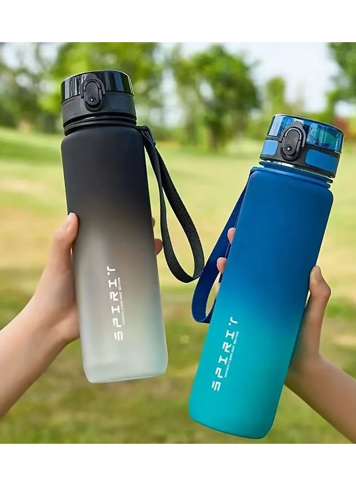 VIUAUAX زجاجة مياه رياضية متدرجة سعة 1 لتر، زجاجة مياه رياضية مع علامة زمنية، غلاية شرب محمولة مقاومة للتسرب وقابلة لإعادة الاستخدام للياقة البدنية والرياضية سعة 1 لتر للرجال والنساء والأطفال والطلاب والتخييم والمكتب والمدرسة وصالة الألعاب الرياضية والتمرين في الهواء الطلق كوب أنيق بسعة كبيرة، مادة البولي كربونات المتينة، قابلة للغسيل اليدوي فقط، لون أسود - Image 3