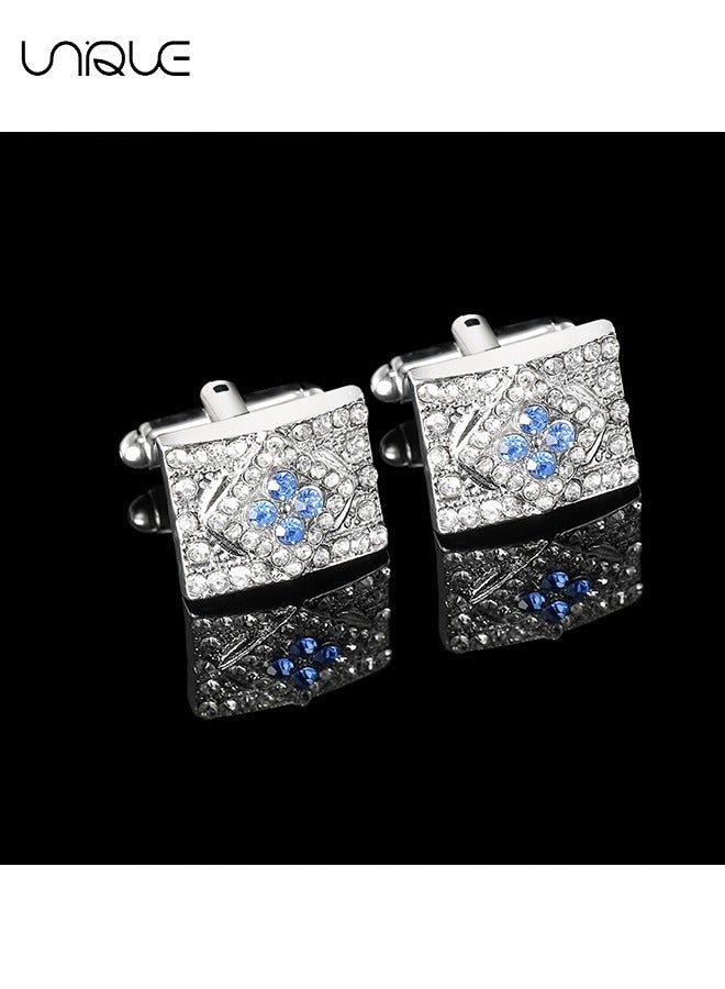 Unique Cufflinks & Tie Clip Set, Minimalist Square Enamel Cuff Buttons - Stylish Diamond Cufflink Set for Men, Women, Tuxedo Shirt Studs Suitable for Business Wedding Party Jewelry Gifts - Image 4