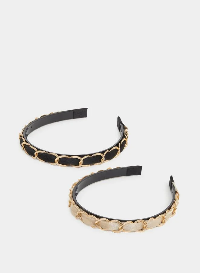 ستايلي Styli Pack of 2 - Criss Cross Chain Headband