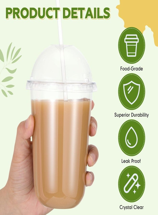 Ziliny 25 Set 16oz Plastic Cups with Dome Lids and Straw Clear Disposable Drinks Cup for Iced Coffee, Smoothie, Juice, Soda, Cocktail Party, Tea, Parfait, Dessert, Fruit Milkshake, Ice Cream - Image 4