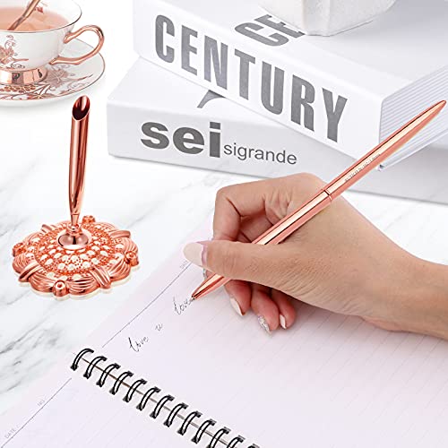 RUTICH Hollow Round Pen Holder Signing Pen Set for Wedding Bridal Engagement Valentine's Day Favors,Rose Gold 2 Pcs… - Image 5