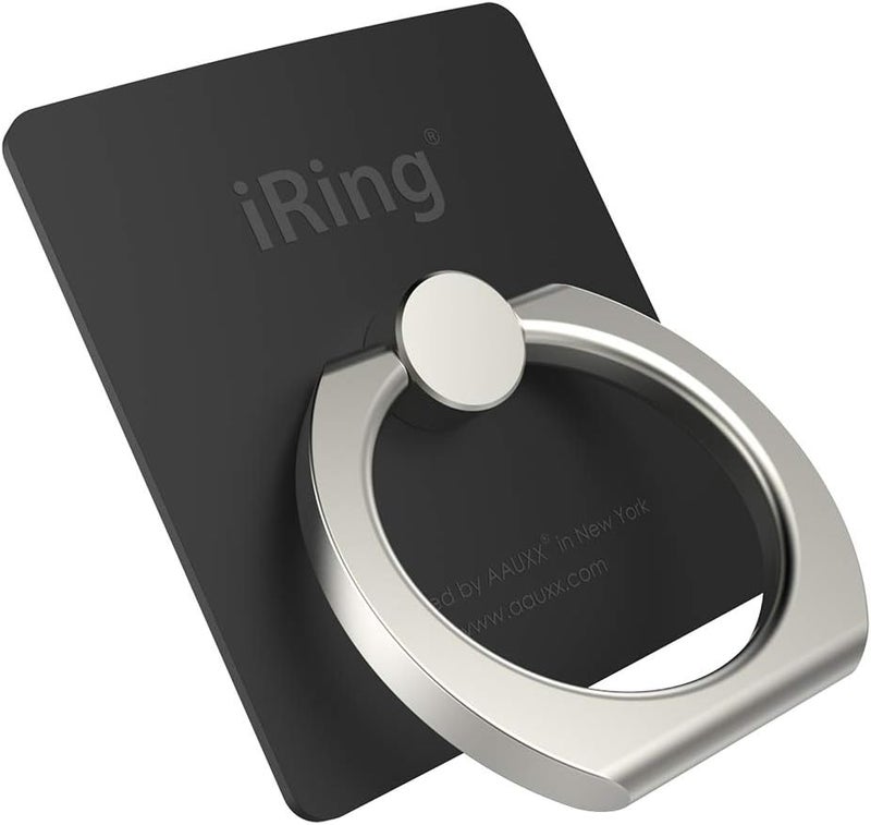 iRing Original - Include Hook Mount for Wall or Car Cradle. AAUXX Cell Phone Ring Grip Finger Holder, Mobile Stand, Kickstand, iPhone, Android, Smartphones, Tablets.(Matt Black) - Image 1