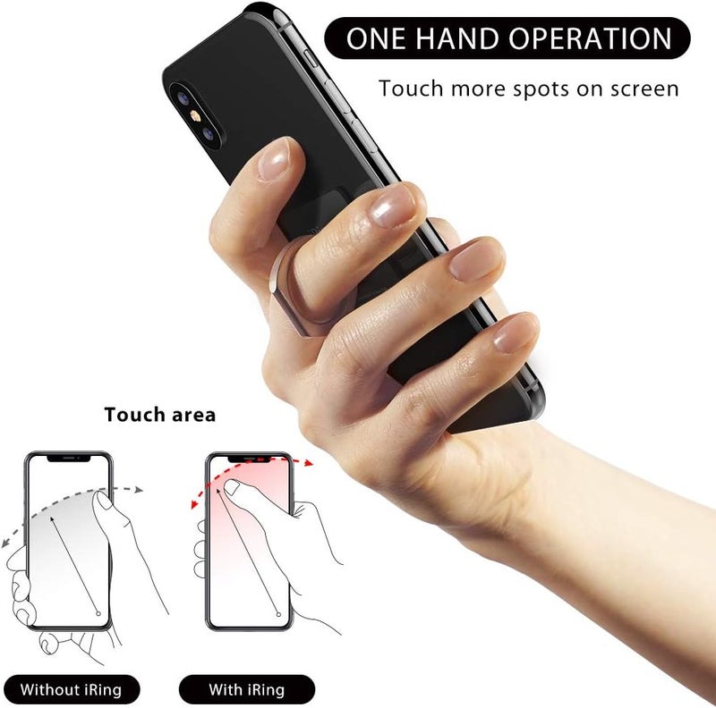 iRing Original - Include Hook Mount for Wall or Car Cradle. AAUXX Cell Phone Ring Grip Finger Holder, Mobile Stand, Kickstand, iPhone, Android, Smartphones, Tablets.(Matt Black) - Image 4