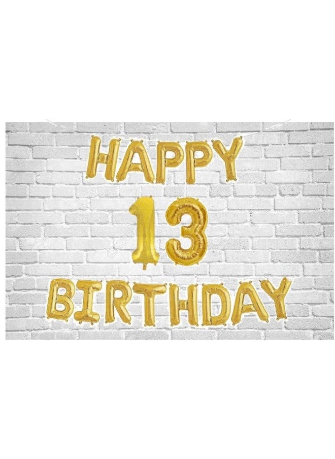 Balloonistics - Balloonistics Happy Birthday Letter Golden Foil Balloons and Number Golden Foil Balloon for Party Decoration (Number 13) - Image 1