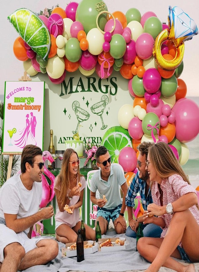UAEYW Margs And Matrimony Bachelorette Party Decorations 148Pcs Margarita Tropical Balloon Arch Garland Kit Lime Lemon Diamond Ring Flamingo Balloons Martini Birthday Mexican Fiesta Wedding Bach Decor - Image 5