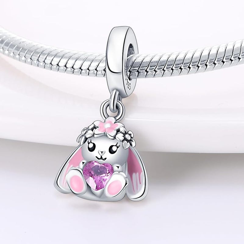 HappyStar 925 Sterling Silver Charm Beads fits Snake Charm Bracelet Necklace，Pendants DIY Jewelry Gift For Girls （With one Spacer Bead Charms） - Image 2