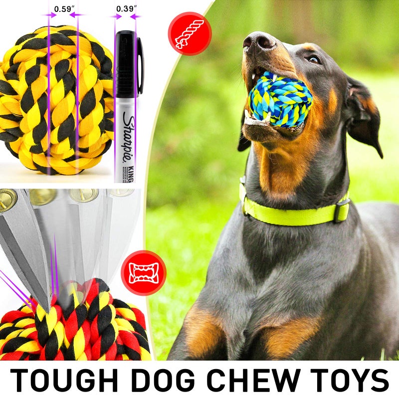 SHARLOVY Dog Toys for Aggressive Chewers, Dog Balls for Large Breeds, Heavy Duty Cotton Rope Chew Toys with Tough Twisted for Medium Breeds, 6 Pack Indestructible Chew Toys - Image 2