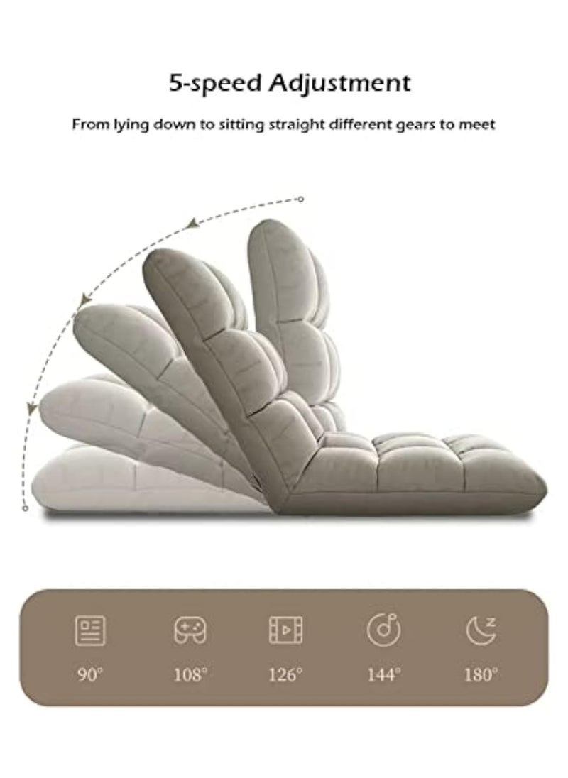 Folding Floor Chair Padded Lazy Sofa Couch Lounge Cushion with 5 Position Adjustable Backrest Fully Assembled with Washable Cover 18 Grid for Home Office Reading Watching TV Gaming