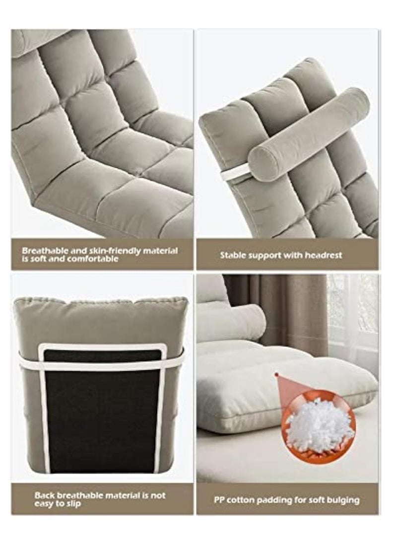 Folding Floor Chair Padded Lazy Sofa Couch Lounge Cushion with 5 Position Adjustable Backrest Fully Assembled with Washable Cover 18 Grid for Home Office Reading Watching TV Gaming