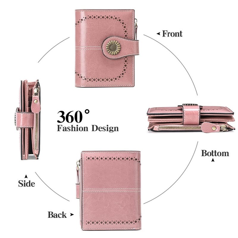 SENDEFN Small Womens Wallet Leather Bifold Card Holder RFID Blocking with Zipper Coin Pocket - Image 4