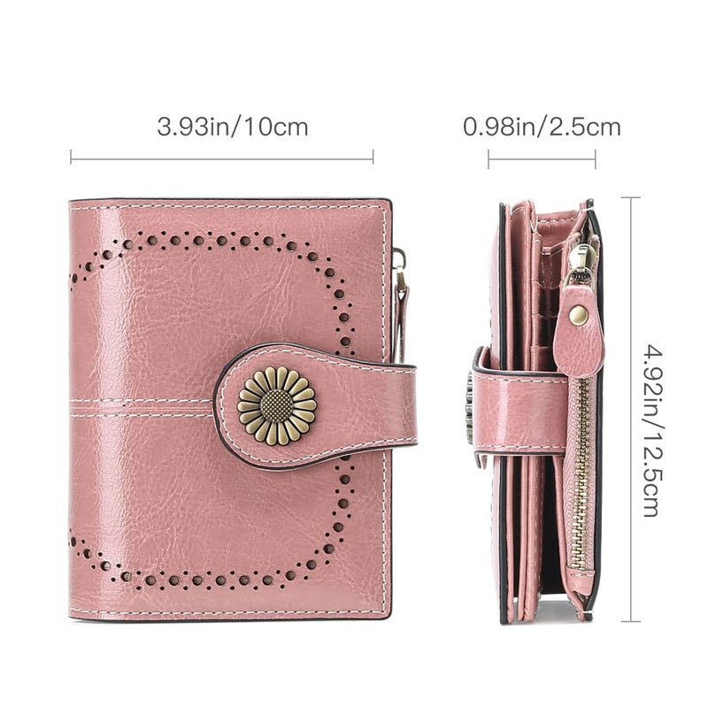 SENDEFN Small Womens Wallet Leather Bifold Card Holder RFID Blocking with Zipper Coin Pocket - Image 3