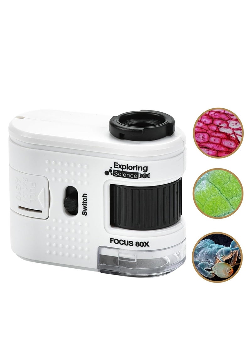 Excefore - Pocket Microscope for Kids, 80x Zoom LED Lighted Portable Handheld Microscope, for Student Science Lab, STEM Educational & Exploring - Image 1