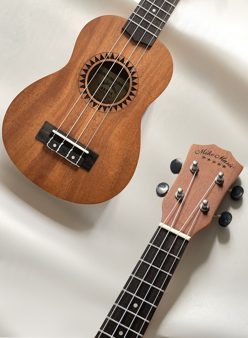 Mike Music 21-Inch Mahogany Ukulele for Beginners – Soprano Size with Gig Bag, Strings, Tuner, Picks, Strap, Capo & Winder – Complete Starter Kit - Image 4