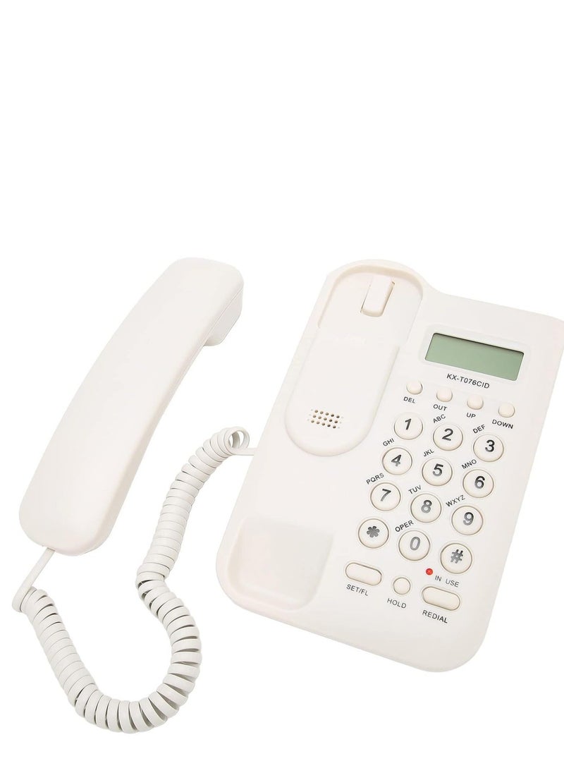 Generic - Corded Landline Phone, Landline Corded Telephone, English Desktop Fixed Phone with FSK and DTMF Dual System, Caller ID Display/Pre Dial/Cancel/Callback/Recall, for Home Hotel Office Business(White) - Image 1