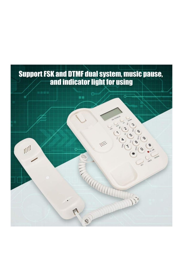 Generic - Corded Landline Phone, Landline Corded Telephone, English Desktop Fixed Phone with FSK and DTMF Dual System, Caller ID Display/Pre Dial/Cancel/Callback/Recall, for Home Hotel Office Business(White) - Image 1