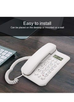 Generic Corded Landline Phone, Landline Corded Telephone, English Desktop Fixed Phone with FSK and DTMF Dual System, Caller ID Display/Pre Dial/Cancel/Callback/Recall, for Home Hotel Office Business(White)  - Image 3
