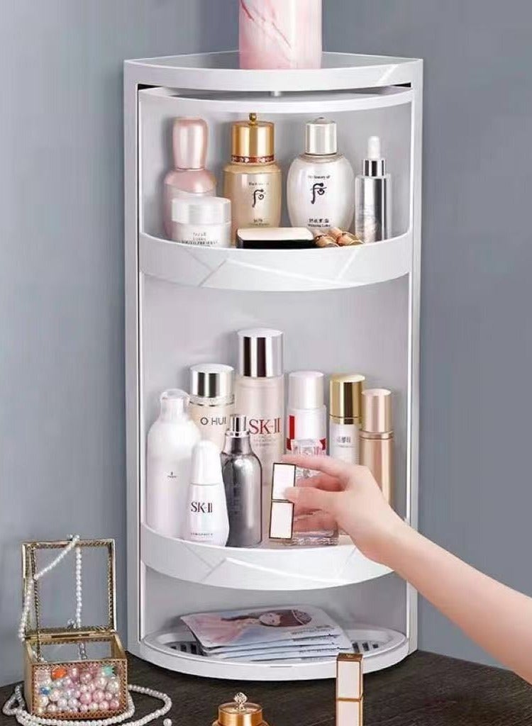 Multifunction Bathroom Storage Cabinet 360° Rotating Kitchen Storage Rack Waterproof Bathroom Corner Shelf Cosmetic Storage Rack - Image 1