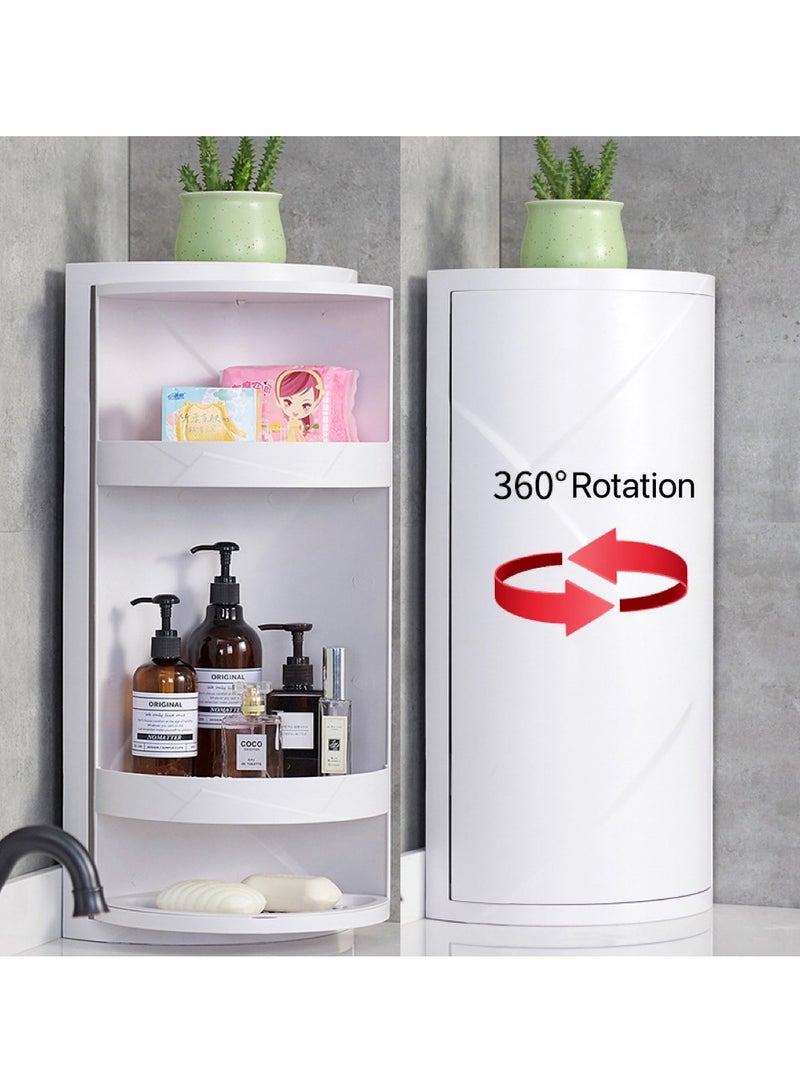 Multifunction Bathroom Storage Cabinet 360° Rotating Kitchen Storage Rack Waterproof Bathroom Corner Shelf Cosmetic Storage Rack - Image 2